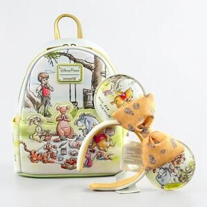 Loungefly Disney Parks Pooh & Friends Mini Backpack & Ears Set Tigger Eeyore NWT